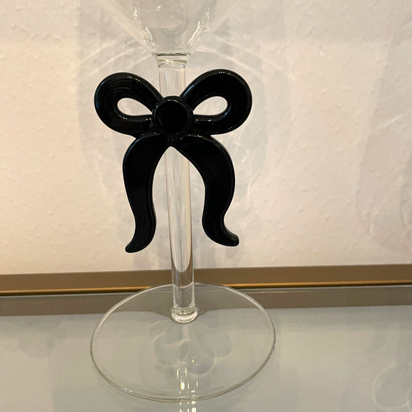 Black Bow Wine Glass Holiday Glam Barware NEW - Picture 8 of 13